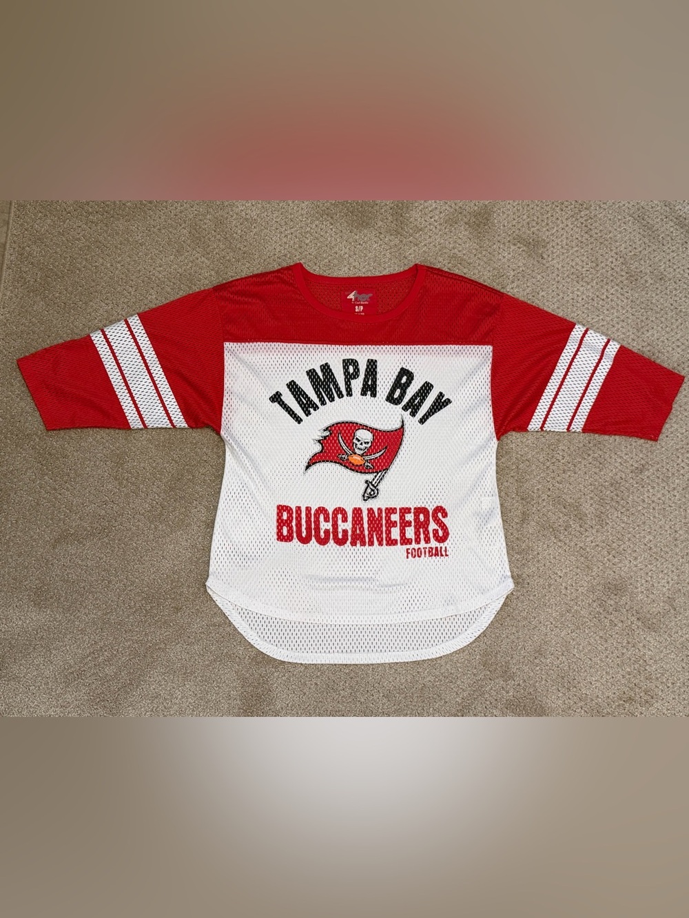 Women's Tampa Bay Buccaneers Red & White Mesh Jersey